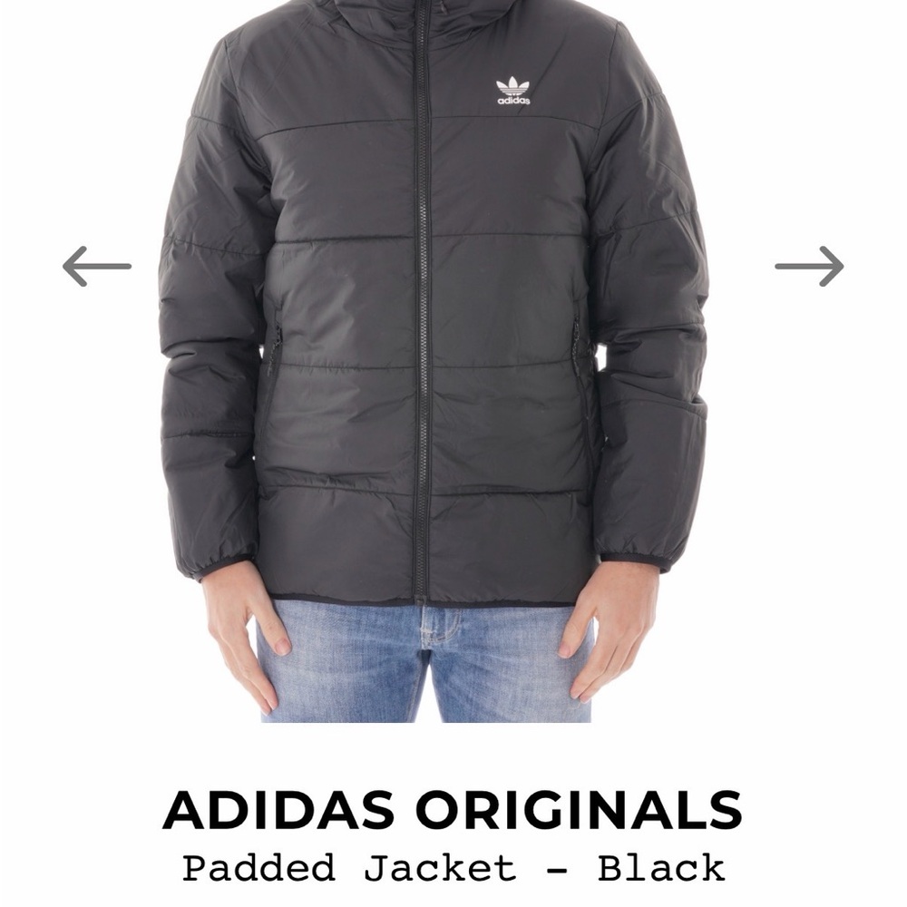 Adidas Originals  Men's Dark Gray Hooded Puffer Jacket - Picture 2 of 7